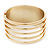 Wide Geometric Pattern Hinge Bangle Bracelet In Gold Finish - 18cm Length - view 8