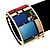 Wide Geometric Pattern Hinge Bangle Bracelet In Gold Finish - 18cm Length - view 4