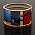 Wide Geometric Pattern Hinge Bangle Bracelet In Gold Finish - 18cm Length - view 5