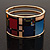 Wide Geometric Pattern Hinge Bangle Bracelet In Gold Finish - 18cm Length - view 11
