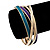 Set Of 4 Entwined Purple/Teal Enamel & Gold Slip-On Bangle Bracelets - 18cm Length - view 4