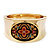 Wide Chunky With Floral Motif Hinged Bangle Bracelet In Gold Tone Metal - 19cm Length - view 8