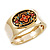 Wide Chunky With Floral Motif Hinged Bangle Bracelet In Gold Tone Metal - 19cm Length - view 9