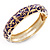 Gold Plated Purple Enamel Swirl Patten Hinged Bangle Bracelet -17cm Length