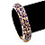 Gold Plated Purple Enamel Swirl Patten Hinged Bangle Bracelet -17cm Length - view 3