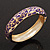 Gold Plated Purple Enamel Swirl Patten Hinged Bangle Bracelet -17cm Length - view 5