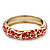 Gold Plated Red Enamel Swirl Patten Hinged Bangle Bracelet -17cm Length - view 6