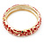 Gold Plated Red Enamel Swirl Patten Hinged Bangle Bracelet -17cm Length - view 7