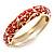 Gold Plated Red Enamel Swirl Patten Hinged Bangle Bracelet -17cm Length - view 8