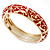 Gold Plated Red Enamel Swirl Patten Hinged Bangle Bracelet -17cm Length - view 3