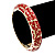 Gold Plated Red Enamel Swirl Patten Hinged Bangle Bracelet -17cm Length - view 4