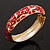 Gold Plated Red Enamel Swirl Patten Hinged Bangle Bracelet -17cm Length - view 2