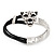 Silver Tone Diamante 'Tiger' Leather Cord Bracelet - 17cm Length - view 10