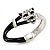 Silver Tone Diamante 'Tiger' Leather Cord Bracelet - 17cm Length - view 2