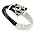 Silver Tone Diamante 'Tiger' Leather Cord Bracelet - 17cm Length