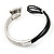 Silver Tone Diamante 'Tiger' Leather Cord Bracelet - 17cm Length - view 5