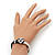 Silver Tone Diamante 'Tiger' Leather Cord Bracelet - 17cm Length - view 3