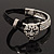 Silver Tone Diamante 'Tiger' Leather Cord Bracelet - 17cm Length - view 11