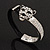 Silver Tone Diamante 'Tiger' Leather Cord Bracelet - 17cm Length - view 4