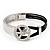 Silver Tone Diamante 'Peace' Leather Cord Bracelet - 17cm Length - view 4