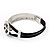 Silver Tone Diamante 'Peace' Leather Cord Bracelet - 17cm Length - view 8