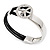 Silver Tone Diamante 'Peace' Leather Cord Bracelet - 17cm Length - view 2