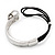 Silver Tone Diamante 'Peace' Leather Cord Bracelet - 17cm Length - view 5