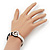 Silver Tone Diamante 'Peace' Leather Cord Bracelet - 17cm Length - view 3