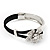 Silver Tone Diamante Flower Leather Cord Bracelet - 17cm Length - view 6