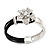 Silver Tone Diamante Flower Leather Cord Bracelet - 17cm Length - view 8