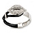 Silver Tone Diamante 'Lips' Leather Cord Bracelet - 17cm Length - view 6