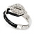 Silver Tone Diamante 'Lips' Leather Cord Bracelet - 17cm Length - view 7
