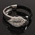 Silver Tone Diamante 'Lips' Leather Cord Bracelet - 17cm Length - view 5