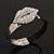Silver Tone Diamante 'Lips' Leather Cord Bracelet - 17cm Length - view 8