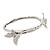 Silver Plated Clear Diamante 'Butterfly' Flex Bracelet - Adjustable - view 9