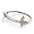 Silver Plated Clear Diamante 'Butterfly' Flex Bracelet - Adjustable - view 2