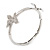 Silver Plated Clear Diamante 'Butterfly' Flex Bracelet - Adjustable - view 5