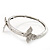 Silver Plated Clear Diamante 'Butterfly' Flex Bracelet - Adjustable - view 10