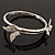 Silver Plated Clear Diamante 'Butterfly' Flex Bracelet - Adjustable - view 4