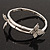 Silver Plated Clear Diamante 'Butterfly' Flex Bracelet - Adjustable - view 6