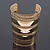 Wide Gold Plated 'Egyptian' Style Hammered Cuff Bracelet - 10cm Width - view 13