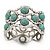 Turquoise Stone Crystal Hinged Bangle Bracelet In Burn Silver Metal - Up 18cm Wrist - view 9