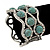 Turquoise Stone Crystal Hinged Bangle Bracelet In Burn Silver Metal - Up 18cm Wrist - view 4