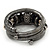 Black Hematite/Glass Beaded Coil Bangle Bracelet - Adjustable - view 5