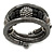 Black Hematite/Glass Beaded Coil Bangle Bracelet - Adjustable - view 8