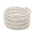Wide Imitation Pearl Beaded & Clear Swarovski Crystal Coil Flex Bangle Bracelet - Adjustable - view 8