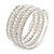 Wide Imitation Pearl Beaded & Clear Swarovski Crystal Coil Flex Bangle Bracelet - Adjustable - view 5