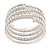 Wide Imitation Pearl Beaded & Clear Swarovski Crystal Coil Flex Bangle Bracelet - Adjustable - view 9
