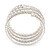 Wide Imitation Pearl Beaded & Clear Swarovski Crystal Coil Flex Bangle Bracelet - Adjustable - view 10