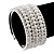 Wide Imitation Pearl Beaded & Clear Swarovski Crystal Coil Flex Bangle Bracelet - Adjustable